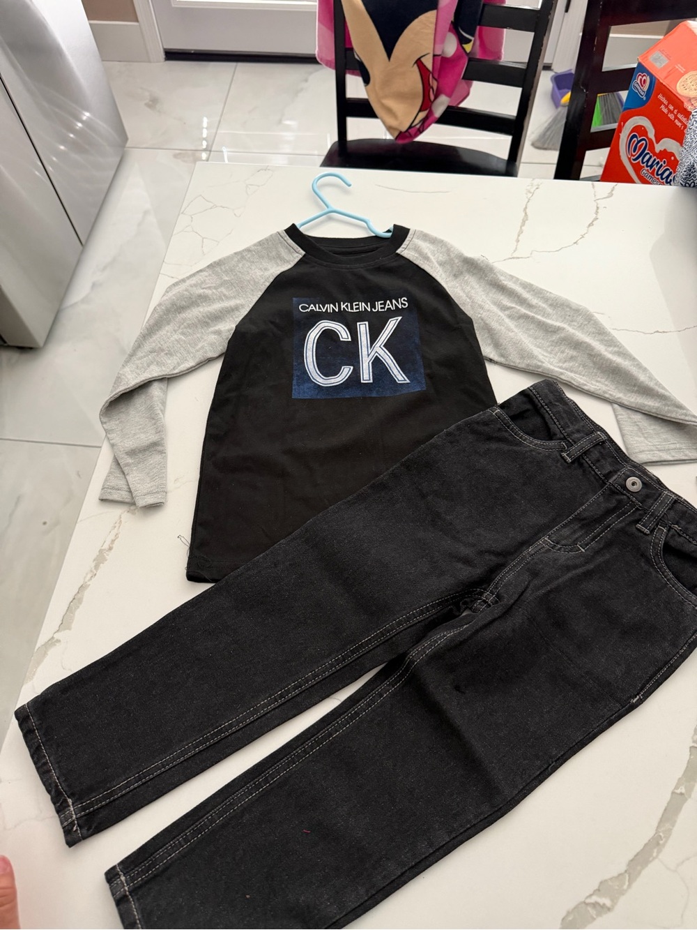 Calvin Klein Black & Gray Raglan CK Logo Jeans Set